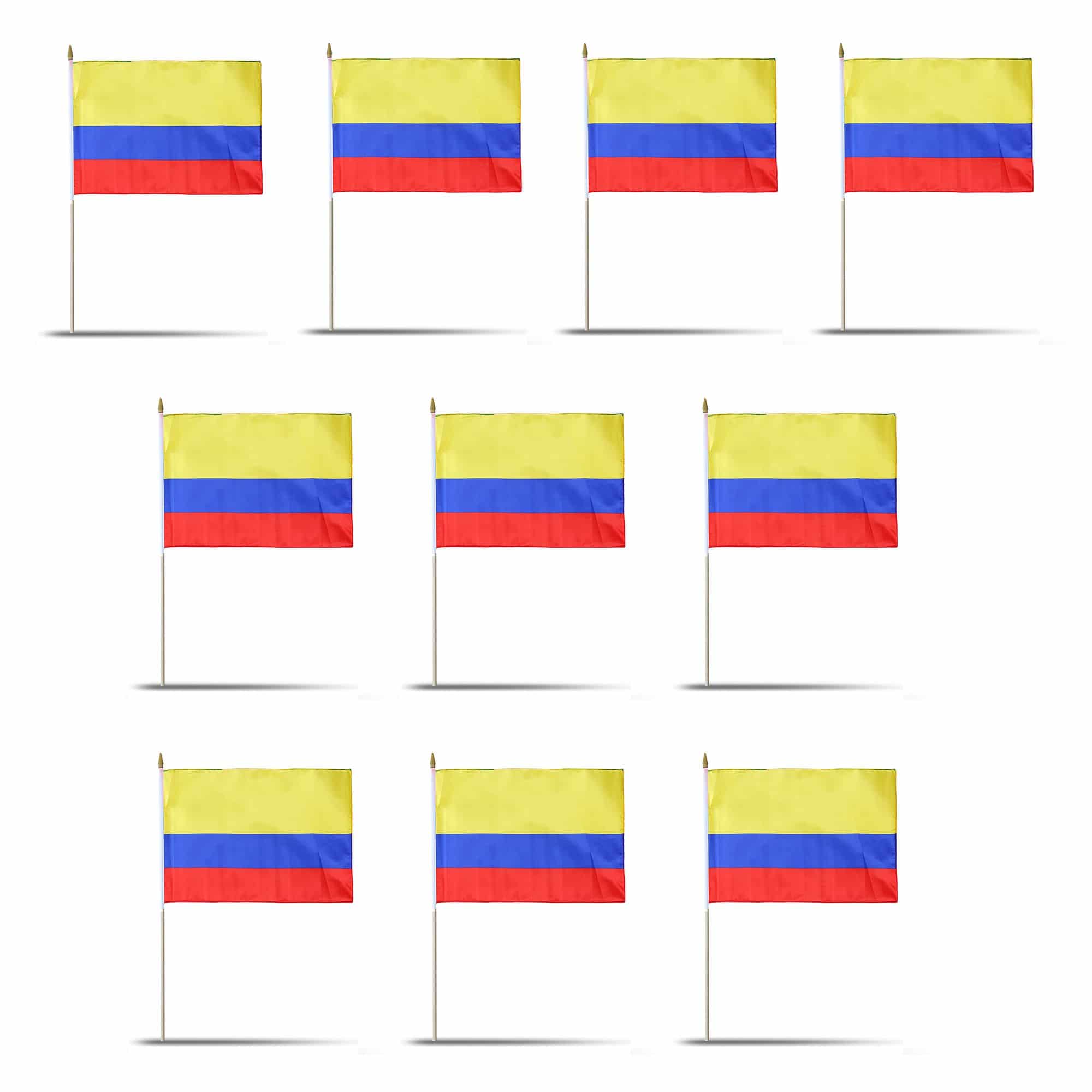10er Set Fahne Flagge Winkfahne "Kolumbien" Colombia Handfahne EM WM
