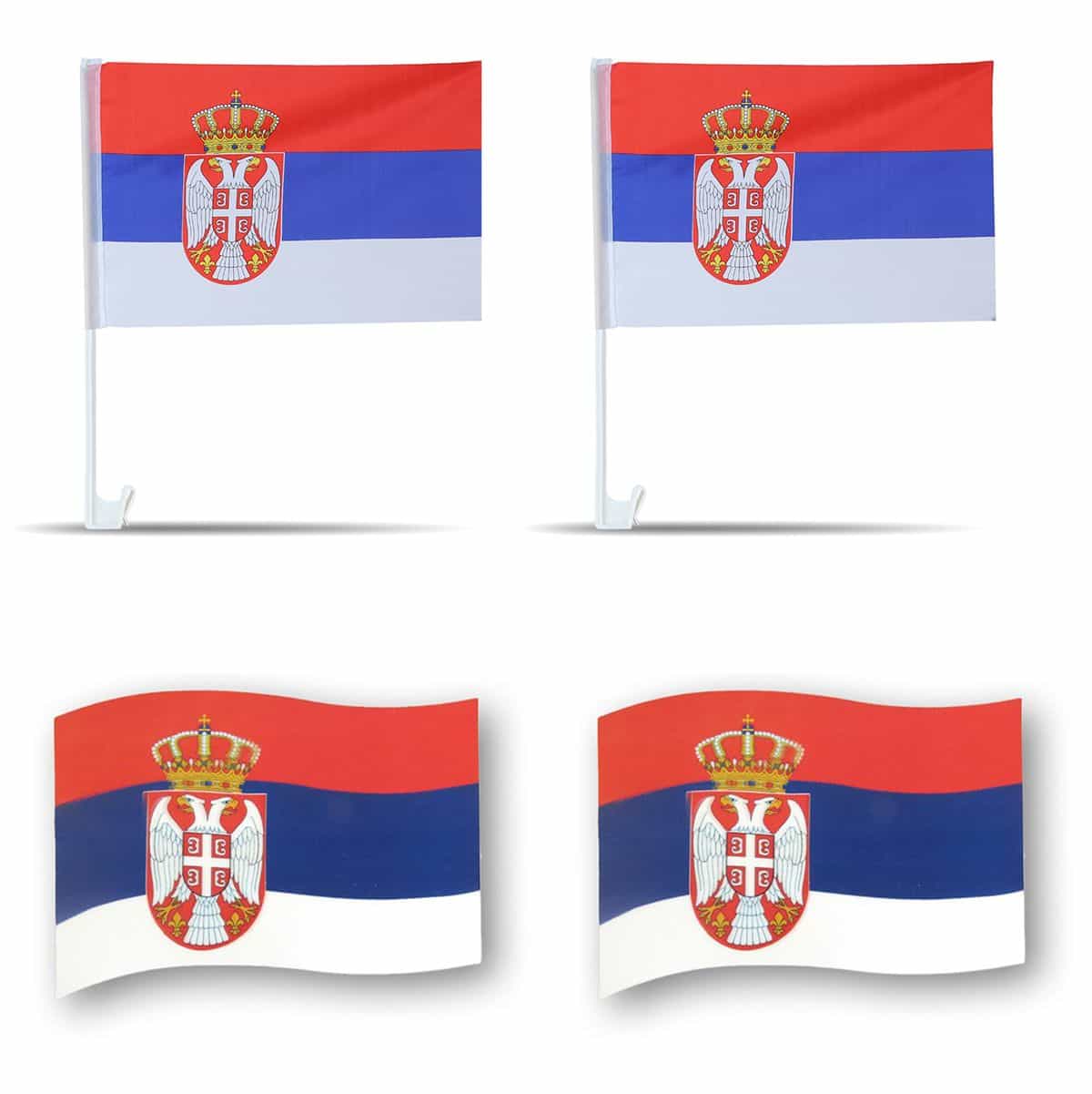 Fanpaket fürs Auto EM "Serbien" Serbia Fußball Flaggen 3D Magnet Fahren Autofahnen