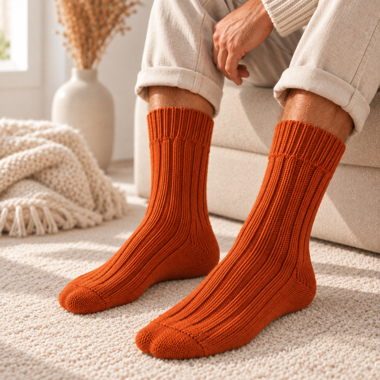 2 Paar Alpakasocken, medium gestrickt, 48% Schafwolle, 30% Alpaka, 12% Polyamid, 10% Polyester