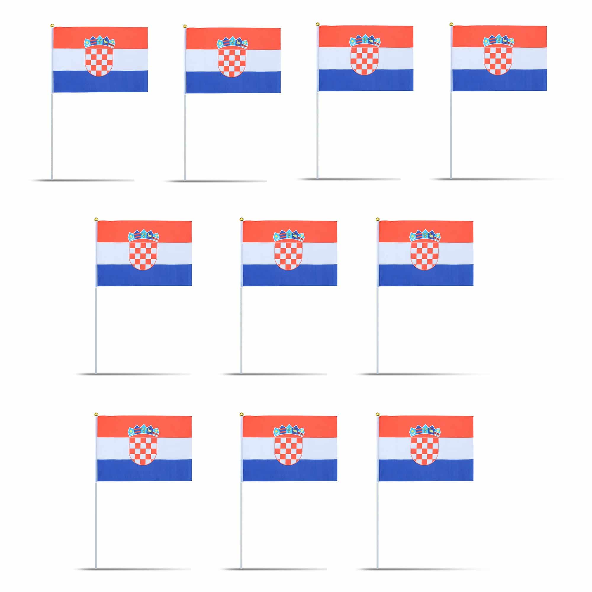 10er Set Fahne Flagge Winkfahne "Kroatien" Croatia Handfahne EM WM