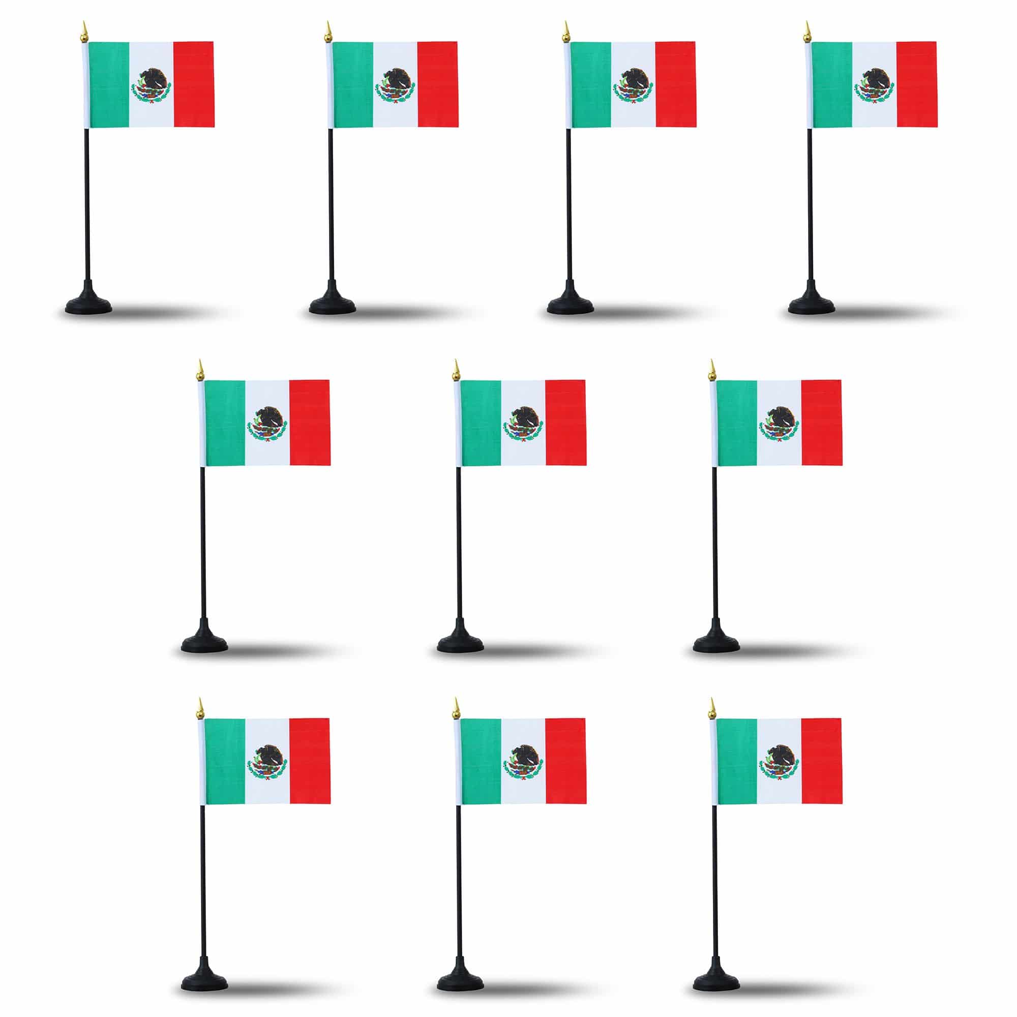 Mini Handfahnen mit Tischständer Fuß 10 Stück Set "Mexiko" Mexico EM WM Flaggen Fanartikel