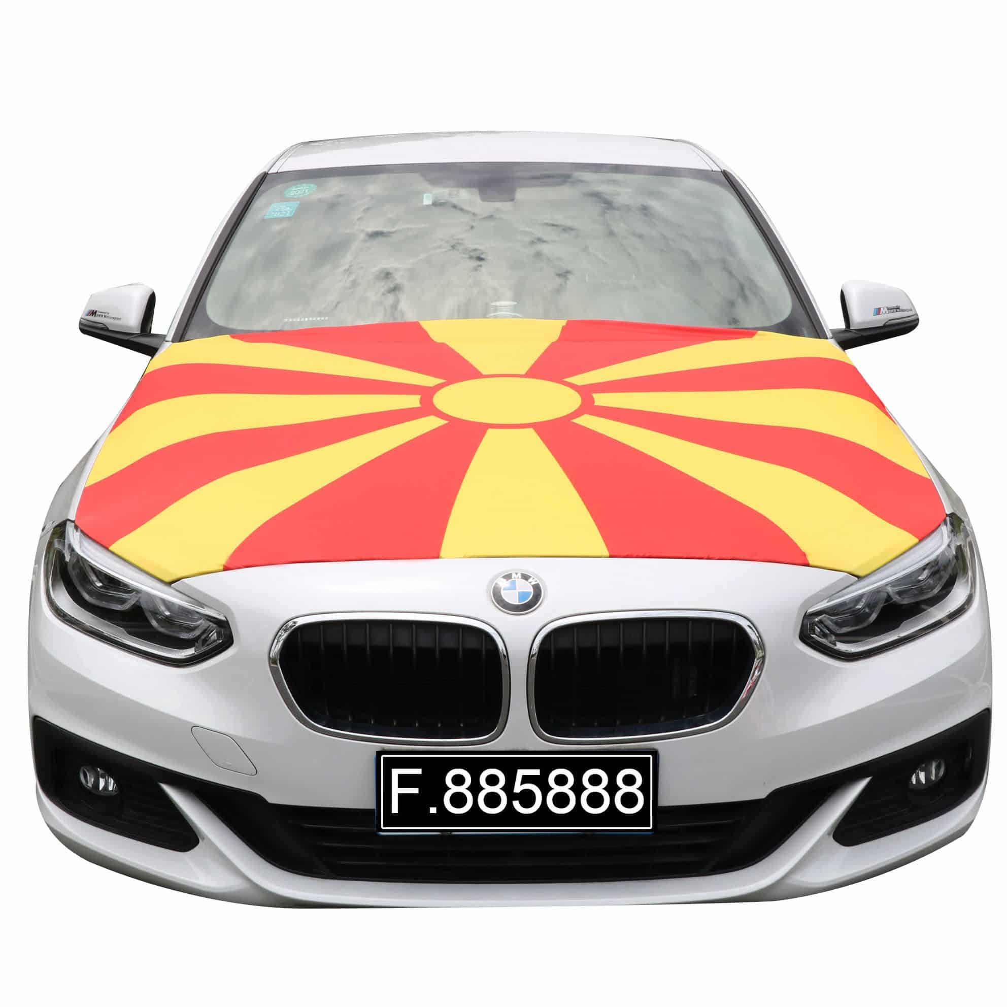 EM Fußball "Nordmazedonien" North Macedonia Motorhauben Überzieher Auto Flagge Fahne