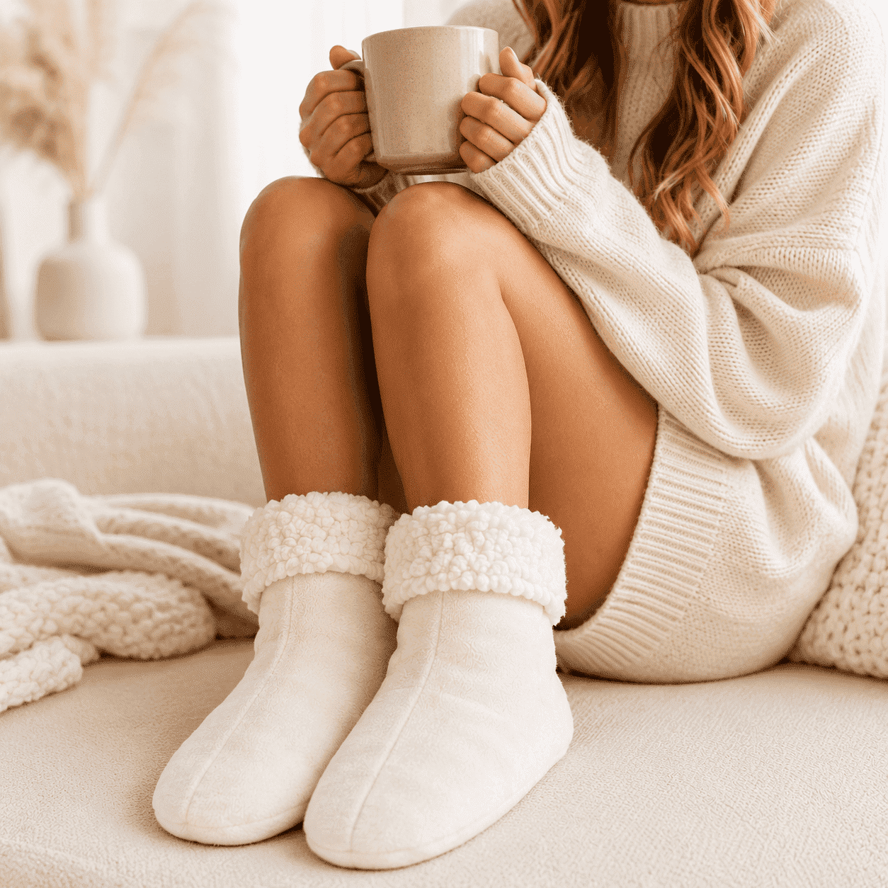 Hüttensocken Schuhe Überzug Wärme Socke Teddyfell