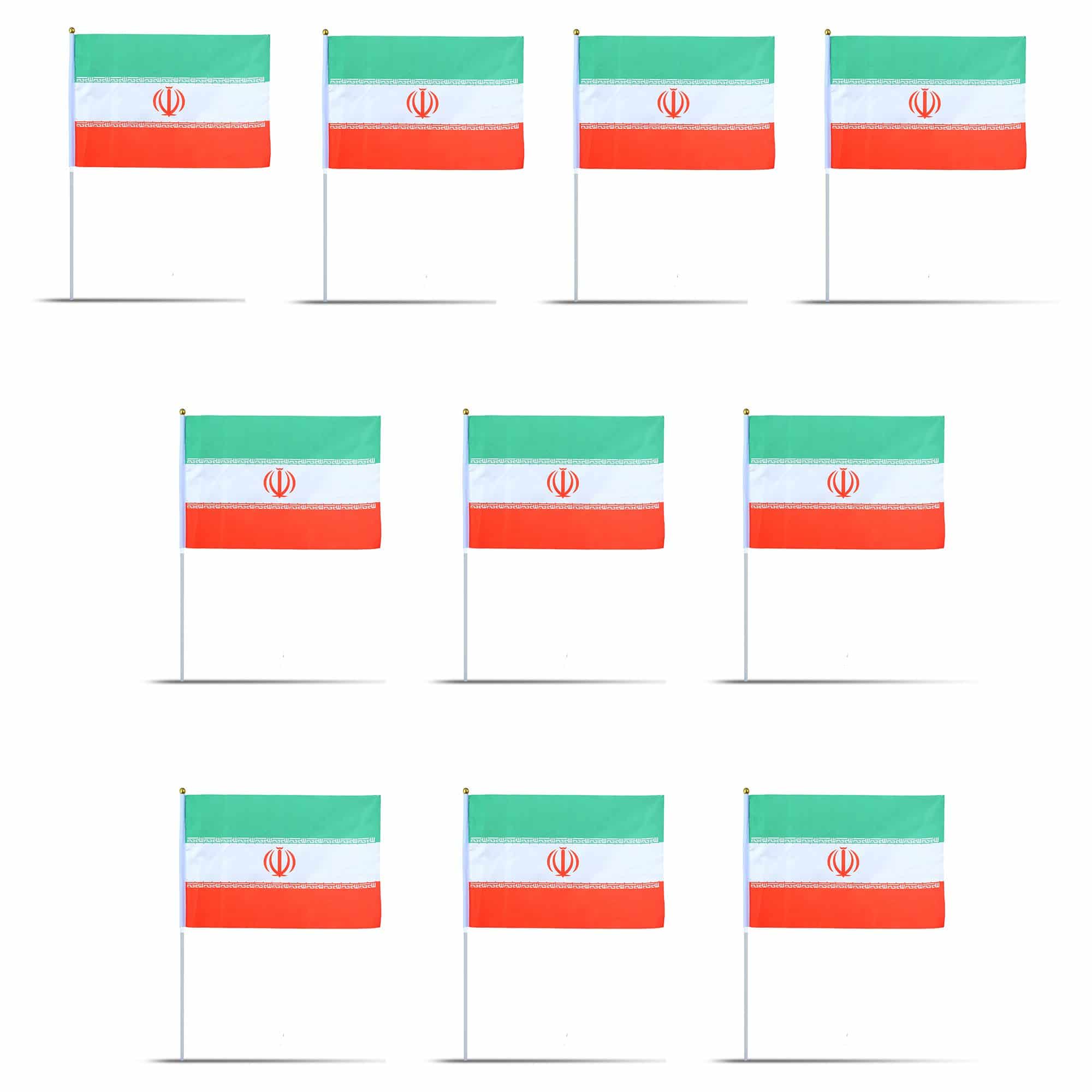 10er Set Fahne Flagge Winkfahne "Iran" Handfahne EM WM