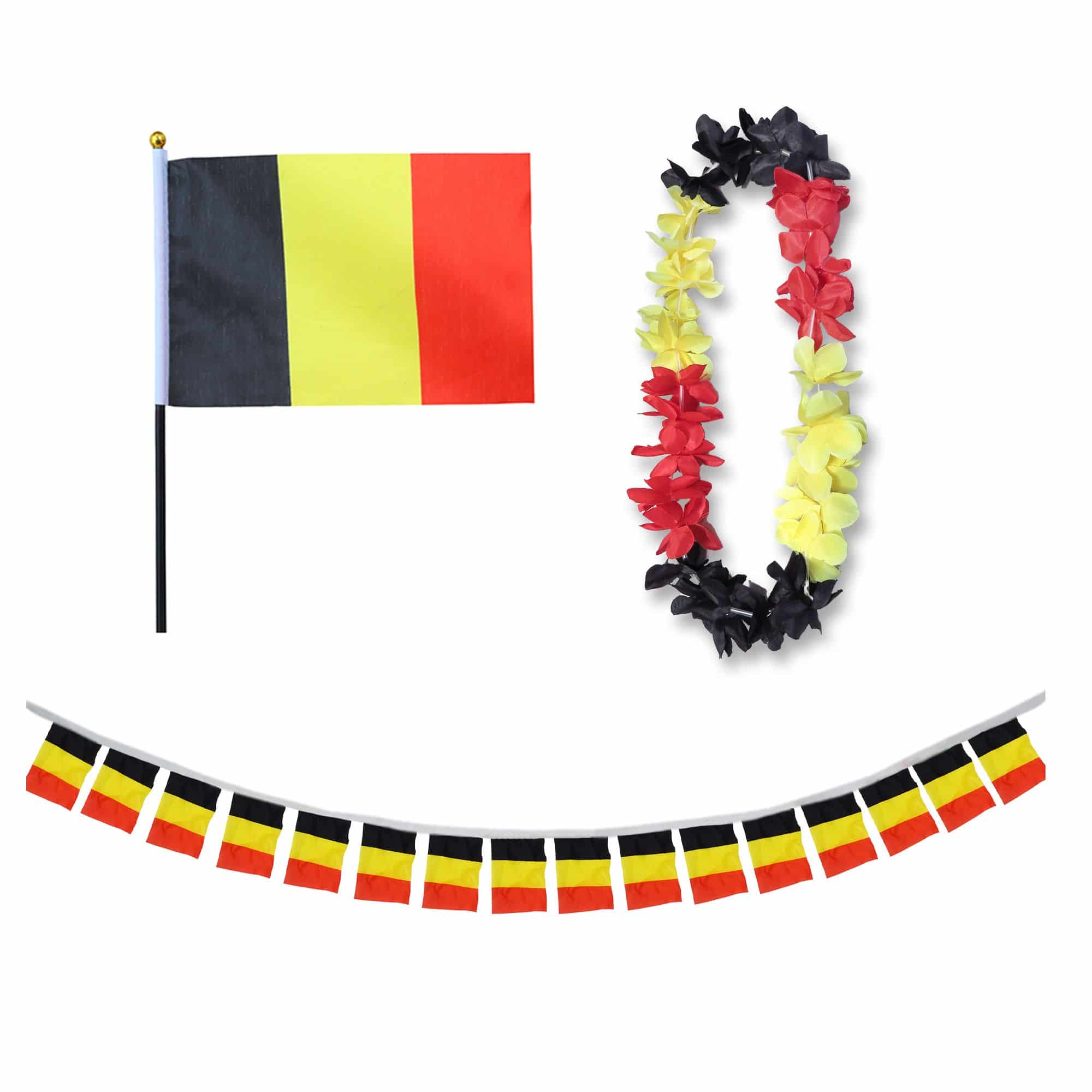 FANSET EM Fußball "Belgien" Belgium Girlande Mini Hand Flagge Hawaiikette
