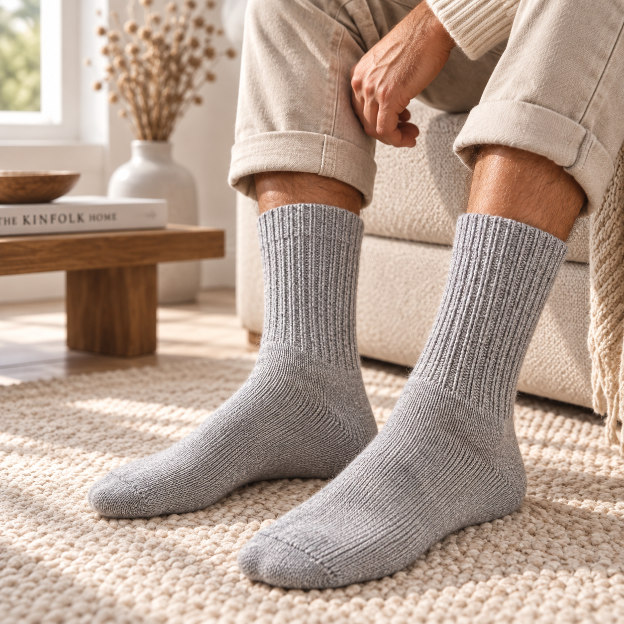 2 Paar Alpakasocke "Medium" Winter Warm Schafwolle