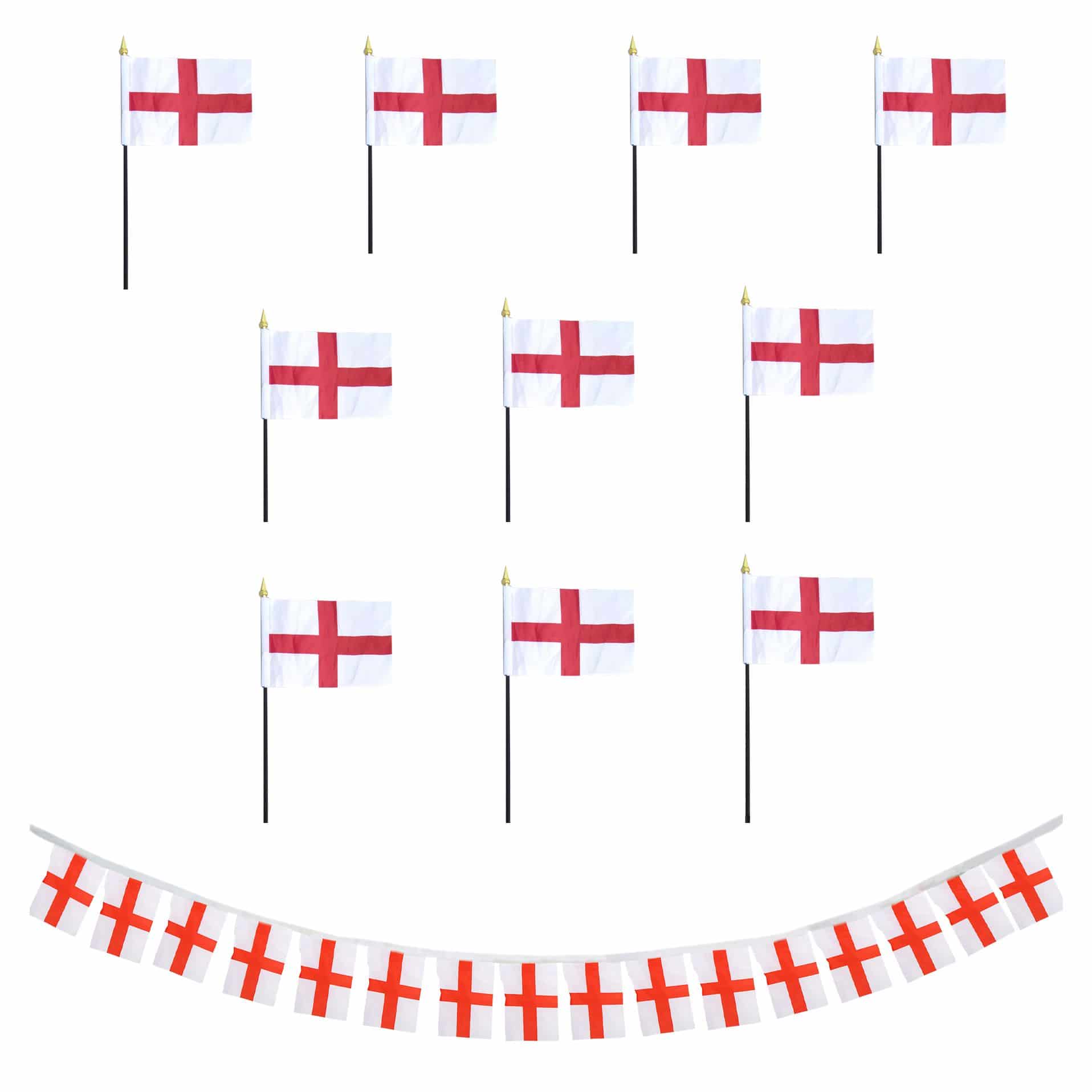 FANSET EM Fußball "England" Girlande 10x Handflaggen